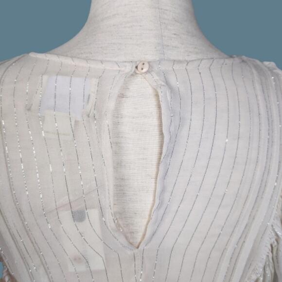 Anthro Maeve 2 Piece Ivory & Silver Ruffled Top 0 - Picture 9 of 12